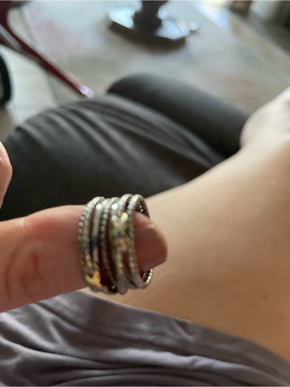 Sterling Silver Multi-Band Textured Women’s Ring - Silver